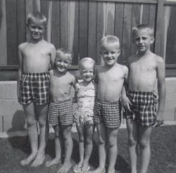 Callahan Kids in swim trunks 1959